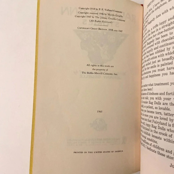 Vintage 1961 Raggedy Ann Stories By Johnny Gruelle Hardcover Book - Picture 9 of 15